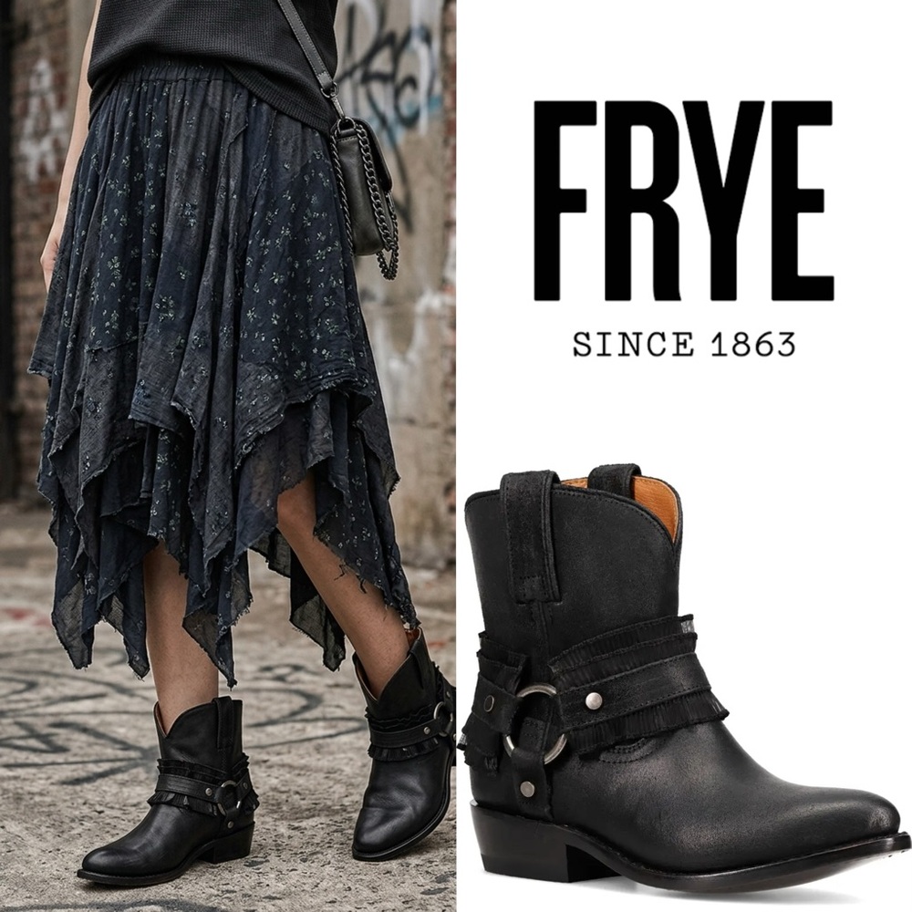 FRYE WOMEN'S BILLY SHORT HARNESS BOOTS black size 9